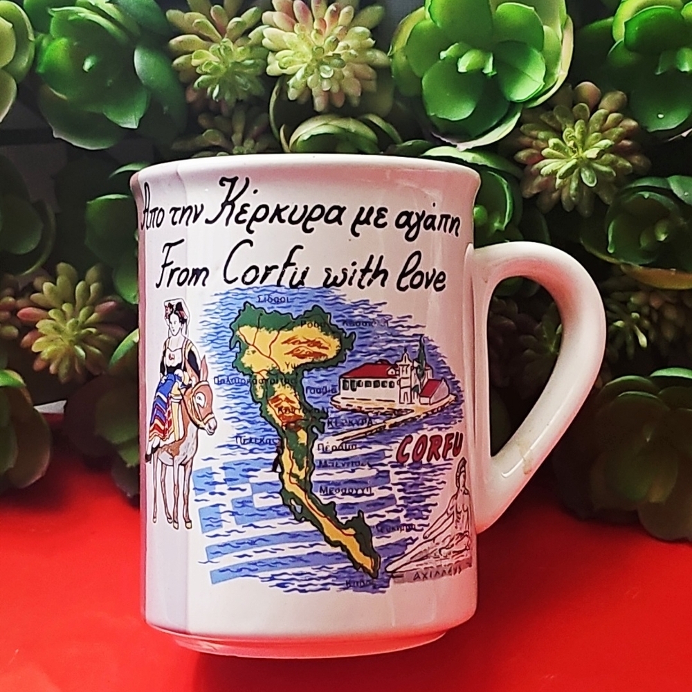 From Corfu GREECE With Love White Ceramic Souvenir Mug Map Design